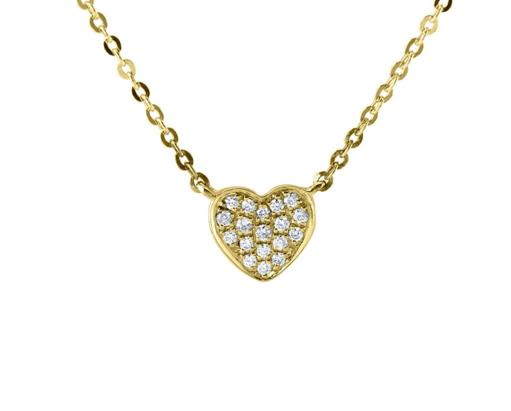 Colgante Corazón Mini diamantes con oro blanco y oro amarillo