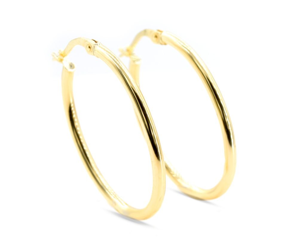 Aros Argolla Oval Oro Amarillo 18k, 30 x 20 mm; 1,5 g