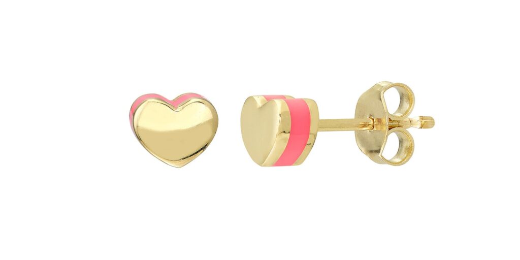 Oro Amarillo 14k Aros Corazon Fluor