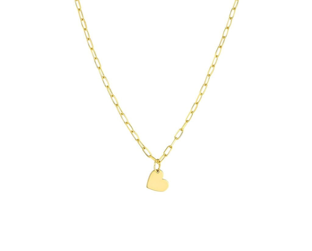 Oro Amarillo 14k Collar Tersa Heart