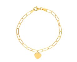 Pulsera Paper Clip Corazón oro 14k