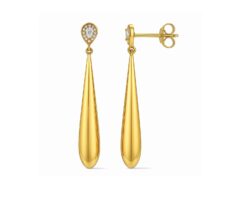 Oro Amarillo 14k con 2 Diamantes corte pera que suman 12 pt y 24 Diamantes corte brillante que suman 6 pt