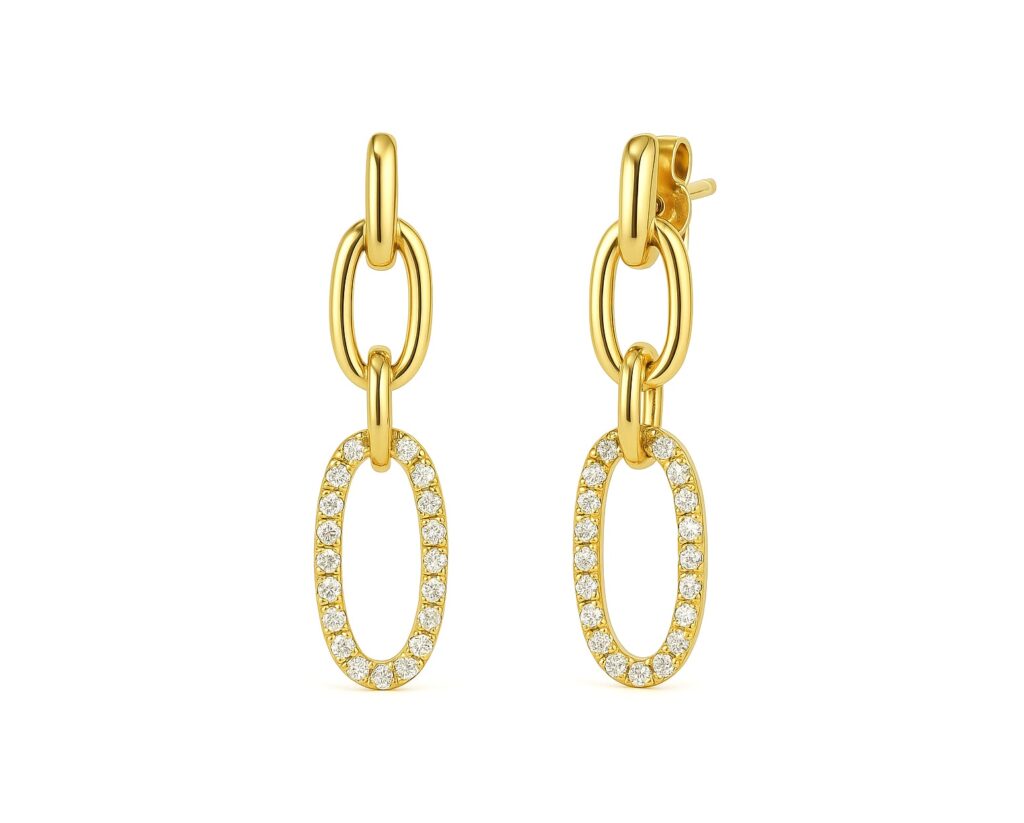 Aros Oro Amarillo 14k con 50 Diamantes que suman 20 pt