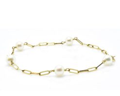 Oro Amarillo 14k con 5 Perlas Cultivadas de 5mm