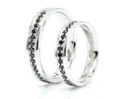 Argollas de Matrimonio Veronica hecht Joyas Oro Blanco, o Rosa, o Amarillo 18k o Platino con 16 Diamantes Negros de 2 pt.