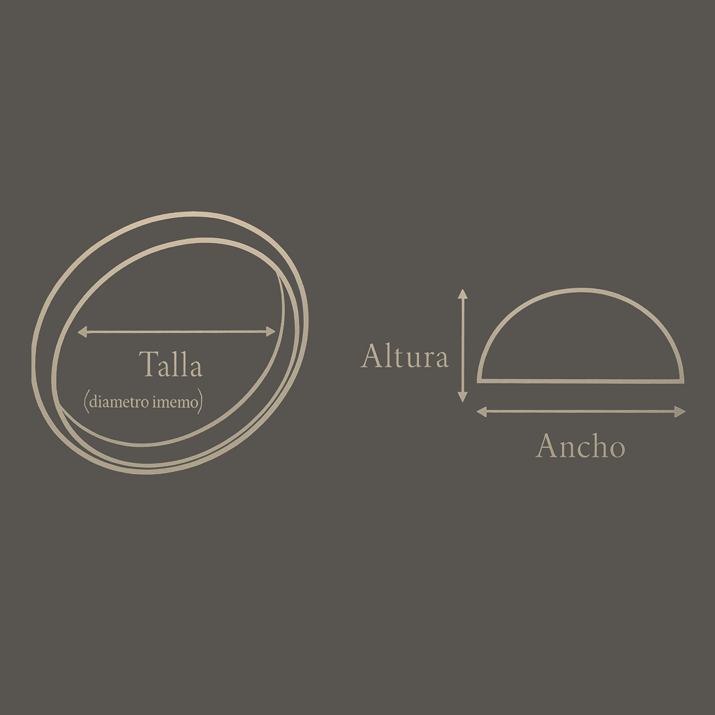 Dimensiones de argollas de matrimonio hechas a mano en oro 18k.