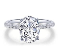 Anillo Plata con acabado de Platino con 15 Moisanitas corte brillante que suman 3 ct.