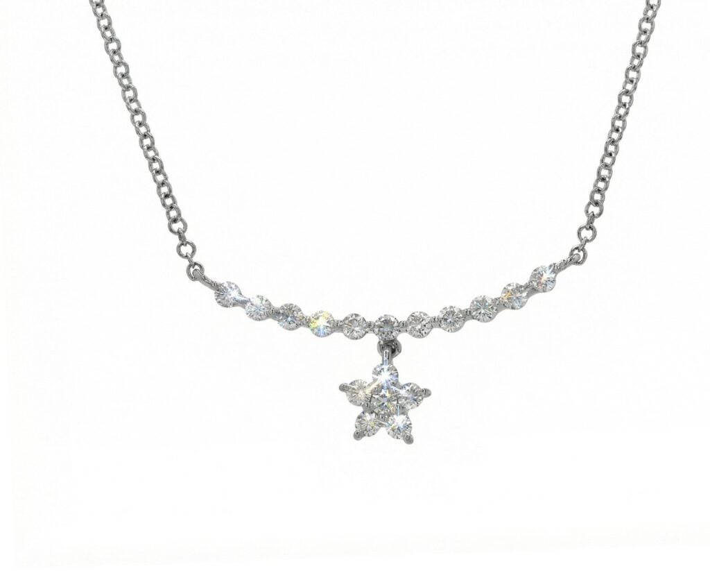 Colgante Oro Amarillo o Blanco 14k con 17 Diamantes corte brillante que suman 33 pt