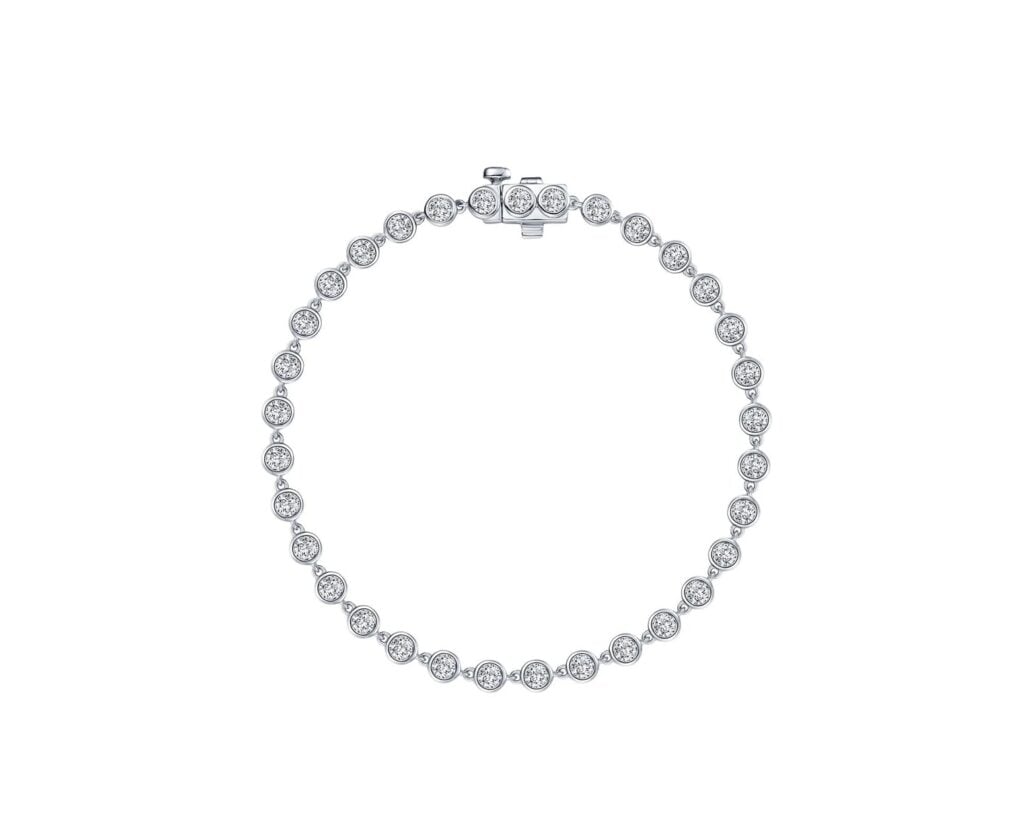 Pulsera Plata con acabado de Platino con Moisanitas y Zafiros de Laboratorio