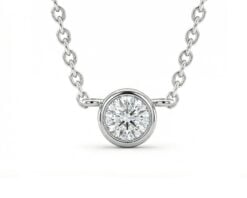 Colgantes Oro Blanco 14k con 1 Diamante corte brillante de 12 pt