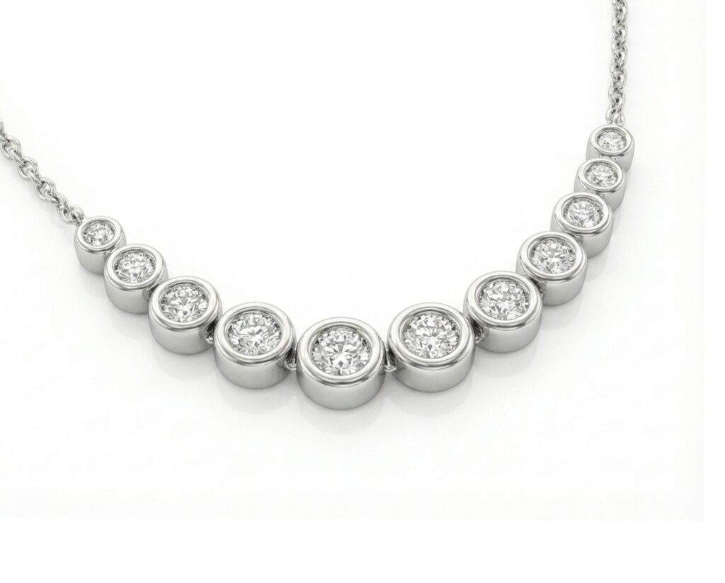 Oro Blanco 14k con 11 Diamantes corte brillante que suman 25 pt