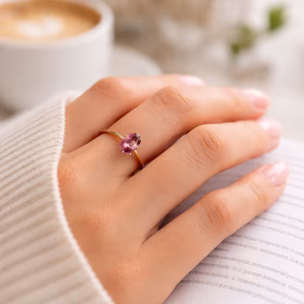 Anillo con amatista en grifas uso diario