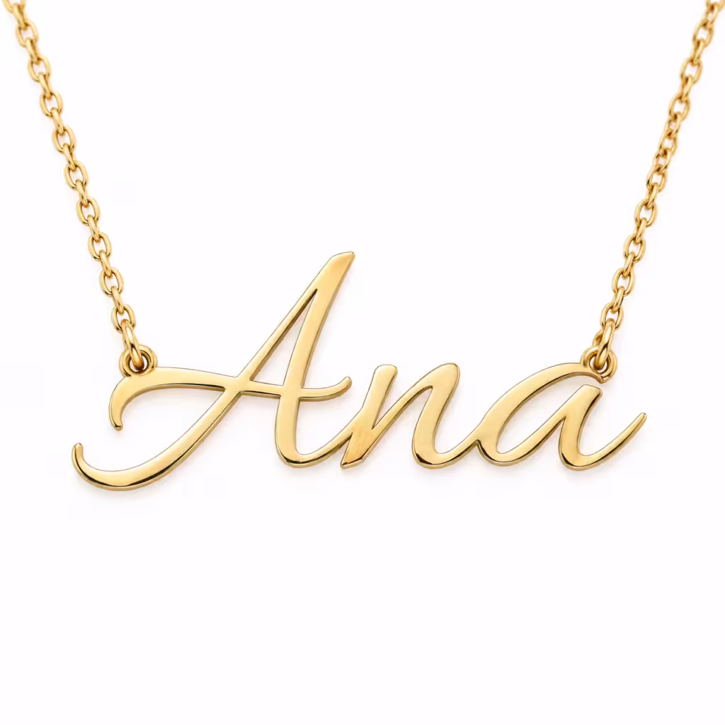 Ejemplo ilustrativo de colgante Ana en oro amarillo 18K sobre fondo blanco